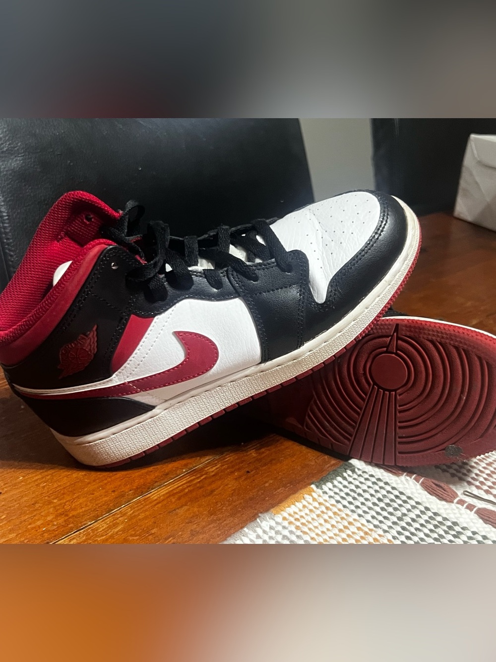 Youth Nike Black White and Red Athletic Sneakers